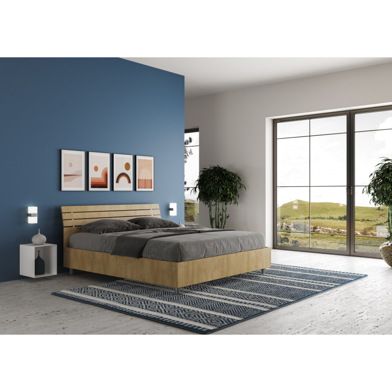 Letto Matrimoniale 160x200 cm testata inclinata con doghe Ankel
