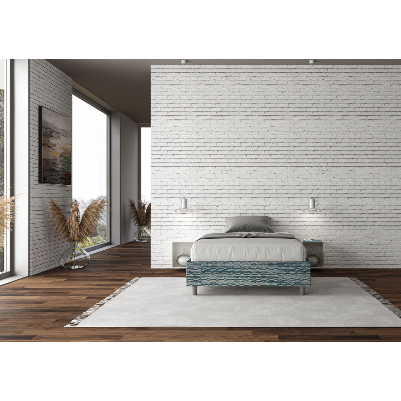 Letto Sommier imbottito 1 piazza e mezza 120x190 cm tessuto Aragona Azelia