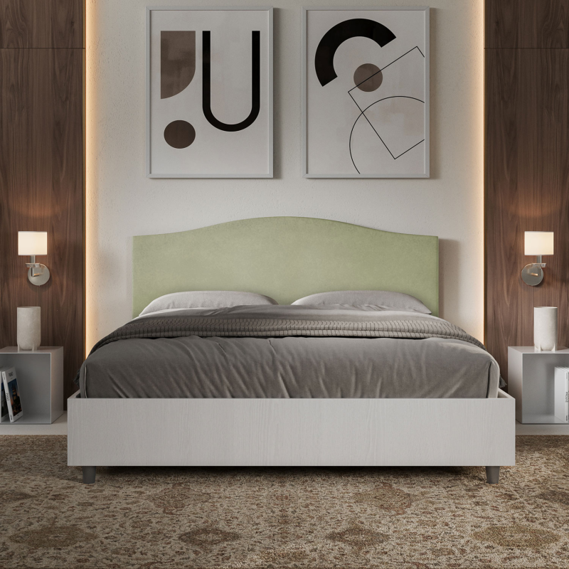 Letto Matrimoniale 160x200 cm struttura bianco frassino testata Grace