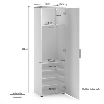 Armadio ad 1 anta con 5 ripiani IDEA Made in Italy