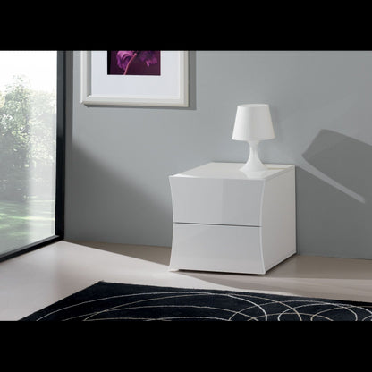 Arco Bedside Table - 2 Drawers - 50x41x40 - Glossy White