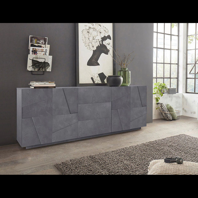 Credenza Ping 220 - 4 ante/3 cassetti - Ardesia