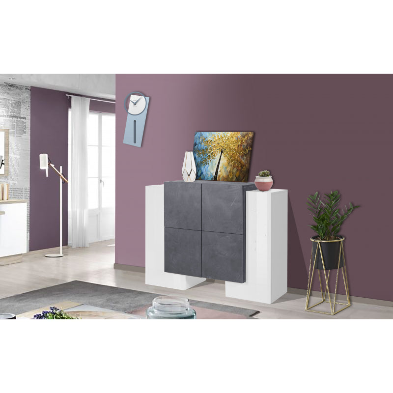 Pillon 130 Sideboard - 2+4 doors - Glossy White/Report