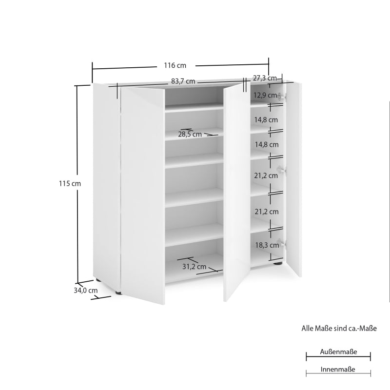 Cabinet with 3 doors (1 large) TANGO made in Italy