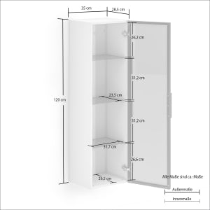 Wall unit with glass door and 3 shelves IDEA K