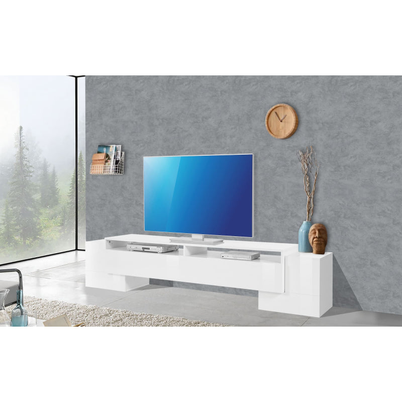 Pillon 210 TV Stand - 2+1 Doors - Glossy White