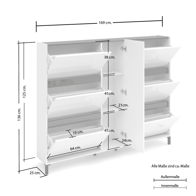 Scarpiera bassa 6 ribalte e 1 anta EASY made in Italy