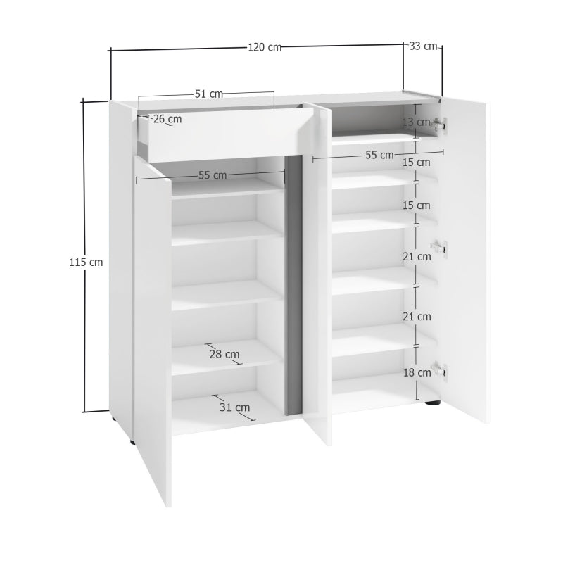 Shoe rack with 3 doors and 5+5 shelves SPACE made in Italy