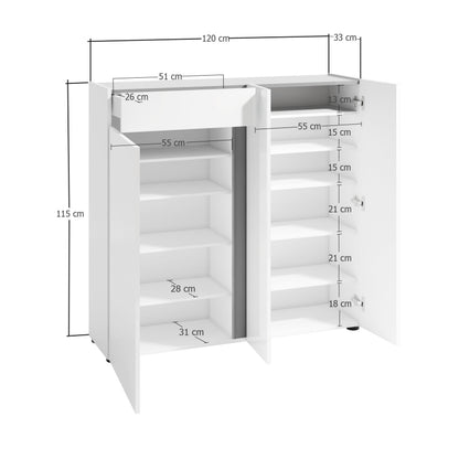 Shoe rack with 3 doors and 5+5 shelves SPACE made in Italy