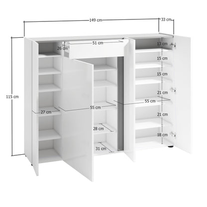 ATRIUM 4-door low shoe rack made in Italy