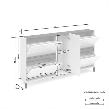 Low shoe rack with 4 flaps and 1 door EASY made in Italy