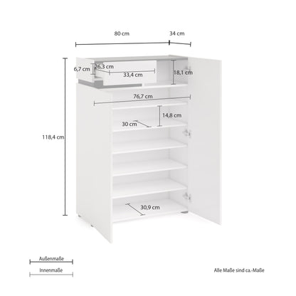 BOB shoe rack 2 doors with 1 drawer with soft close and 5 shelves made in Italy