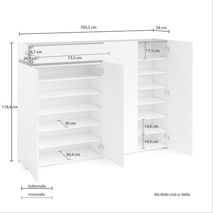 BOB 4-door shoe rack with 1 drawer with soft close and 4+5 shelves made in Italy