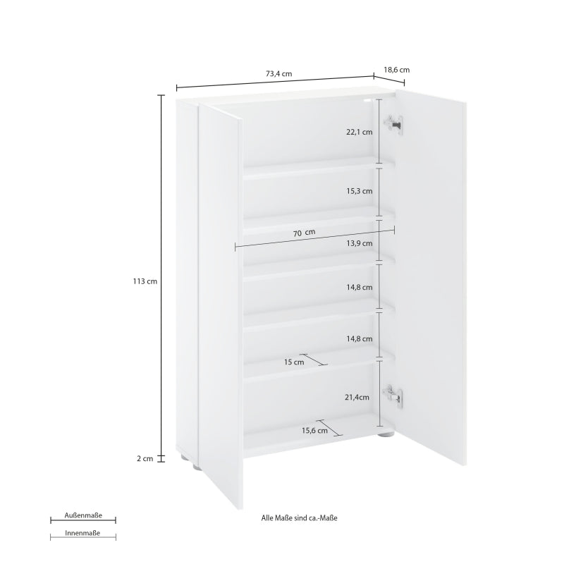 Shoe rack with 2 doors and 5 shelves SPACE made in Italy