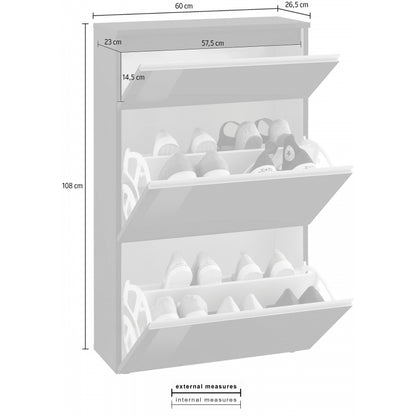 Magic 60 Shoe Rack - 2 Doors + 1 Flap - Glossy Anthracite