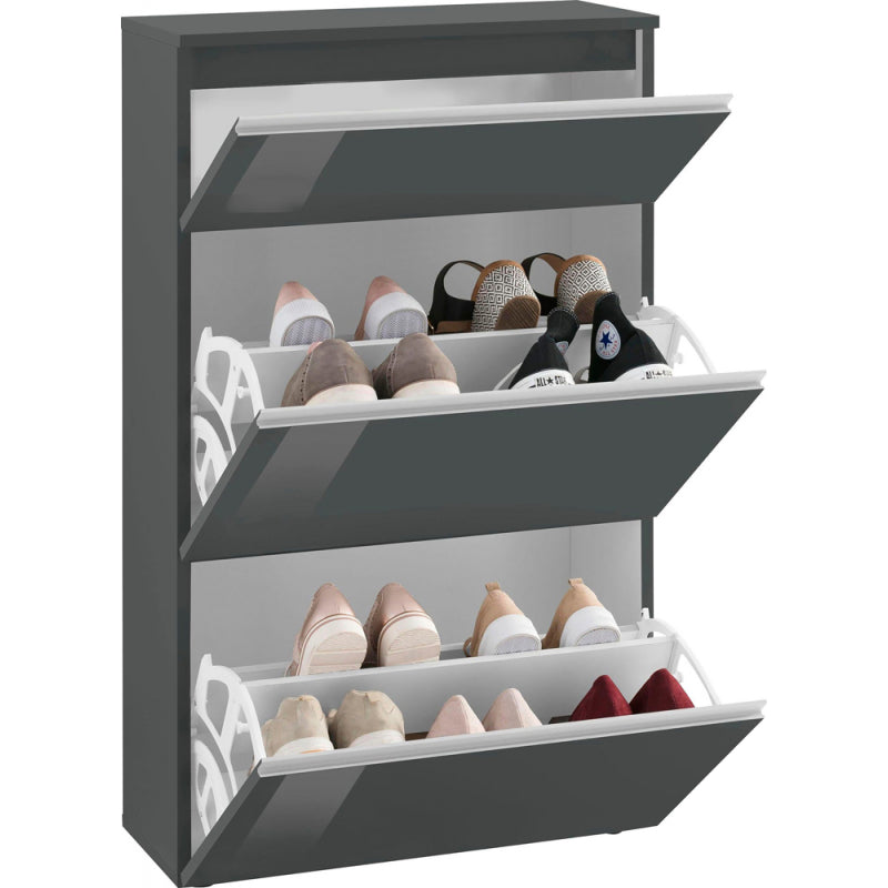 Magic 60 Shoe Rack - 2 Doors + 1 Flap - Glossy Anthracite