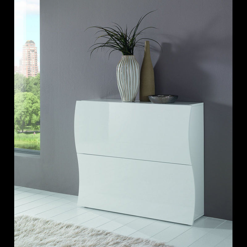 Scarpiera Onda 2 Ante a Ribalta 101x81,4x26,6 cm - Bianco Lucido