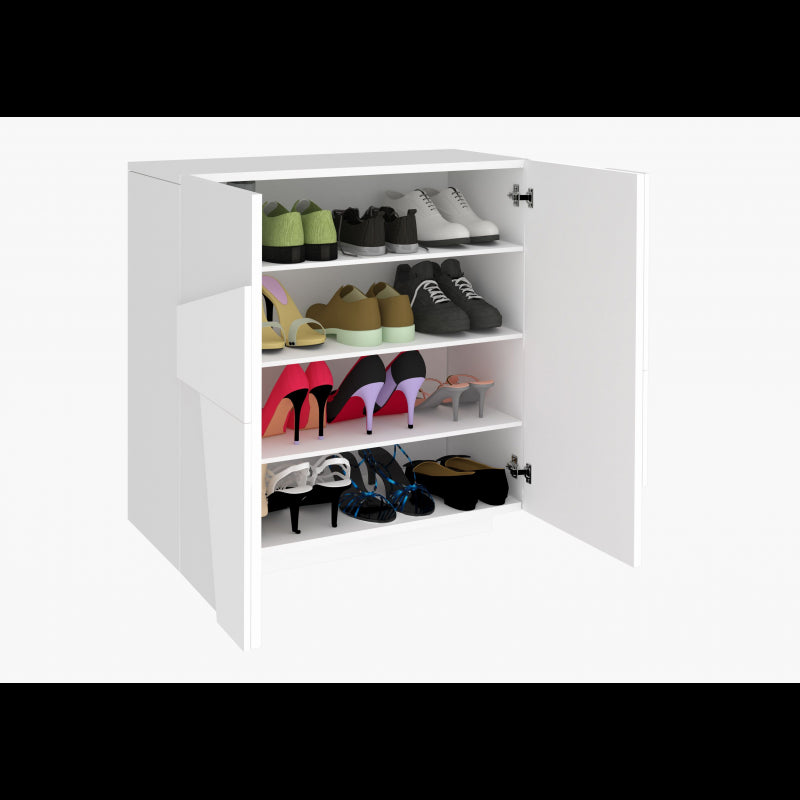 Ping 80 Shoe Rack - 2 Doors - Glossy White