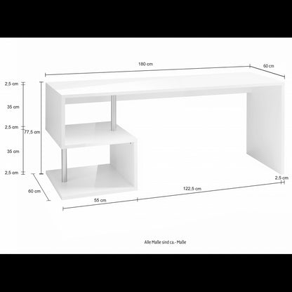 Esse 180 Desk - 180x77,5x60 - Glossy White