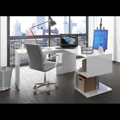 Esse Corner Desk - 160x77.5x60 - Glossy White