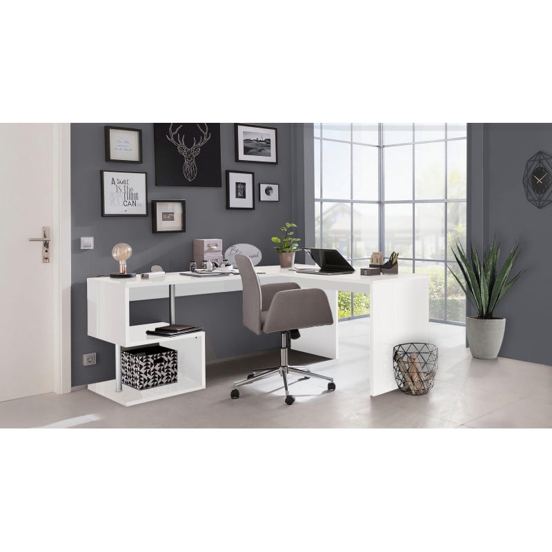 Esse Corner Desk - 160x77.5x60 - Glossy White