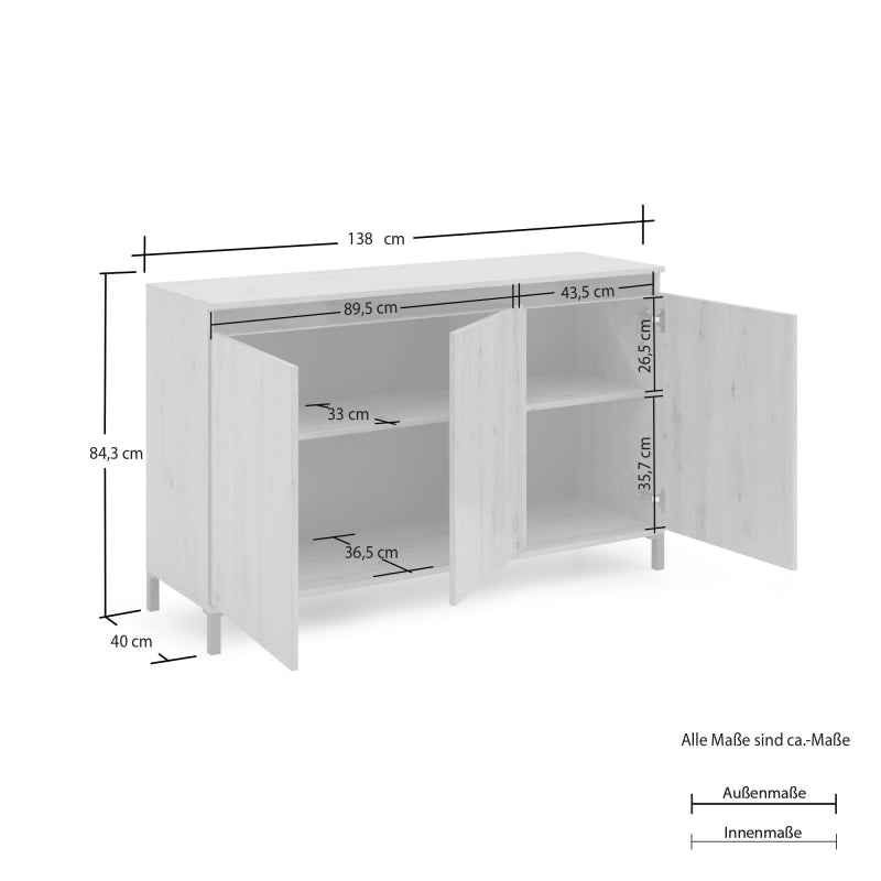 GENIO artisan 3-door sideboard made in Italy