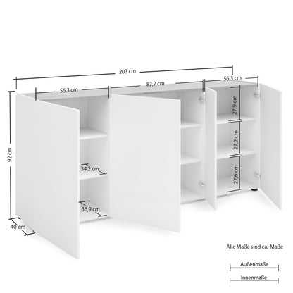 Sideboard with 4 doors (1 small) TANGO made in Italy