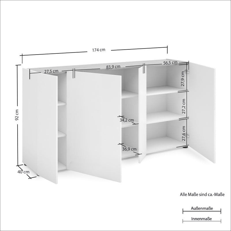 Sideboard with 4 doors (2 small) TANGO made in Italy