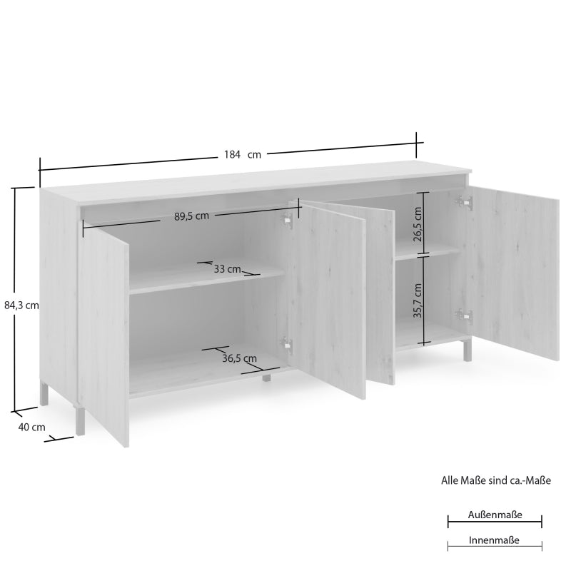 Sideboard a 4 ante artisan GENIO made in Italy