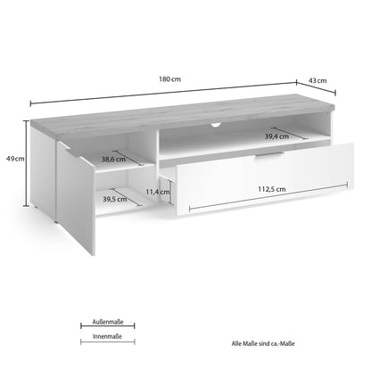 TV Lowboard with 1 door and 1 drawer IDEA made in Italy