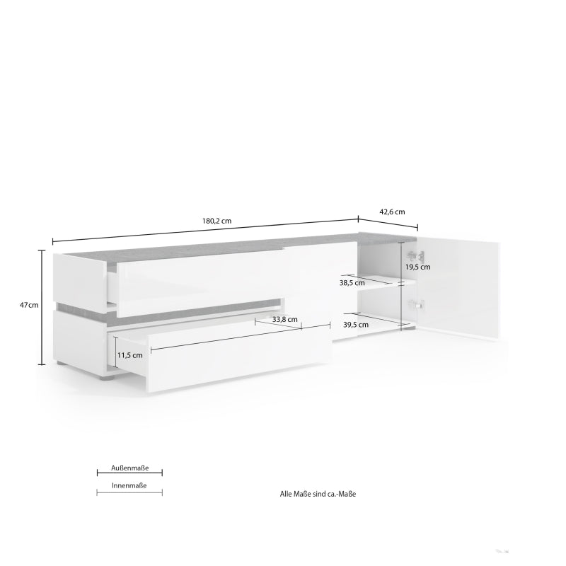 TV Lowboard with 2 doors and 2 drawers BOB made in Italy